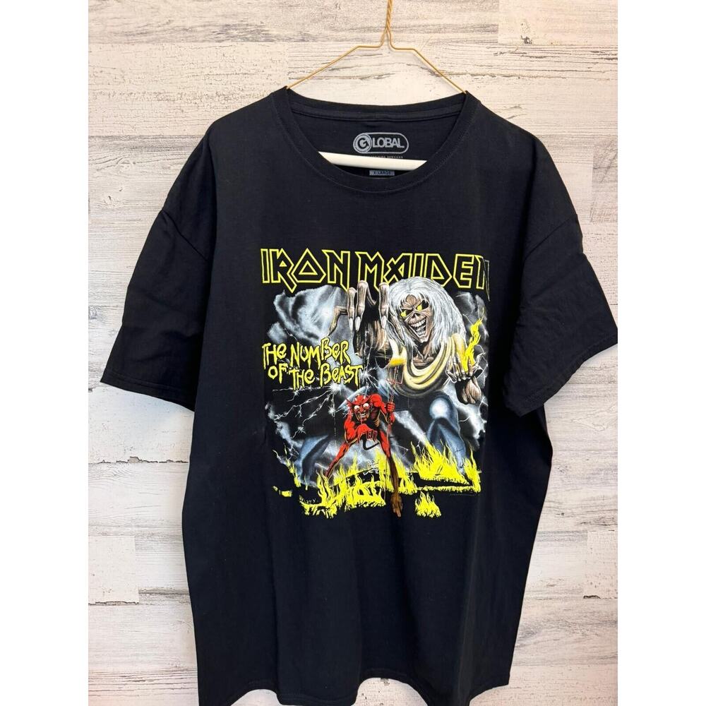 Global T-Shirt Men's Size XL Black Iron Maiden Number Of The Beast Short Sleeve